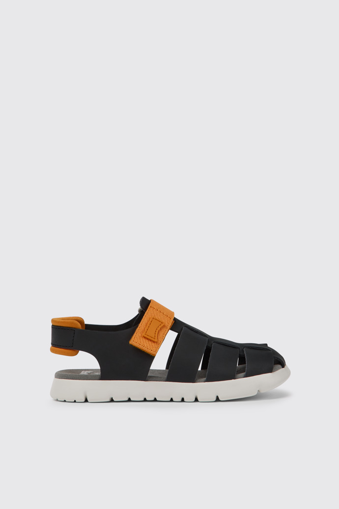 Oruga Zwarte en oranje leren kindersandalen