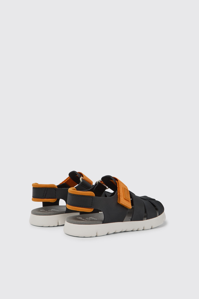 Oruga Zwarte en oranje leren kindersandalen