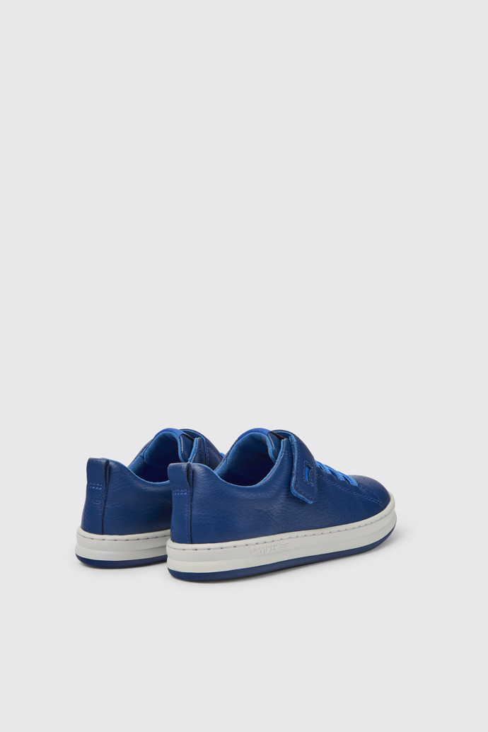 Back view of Runner Blue leather sneakers for kids