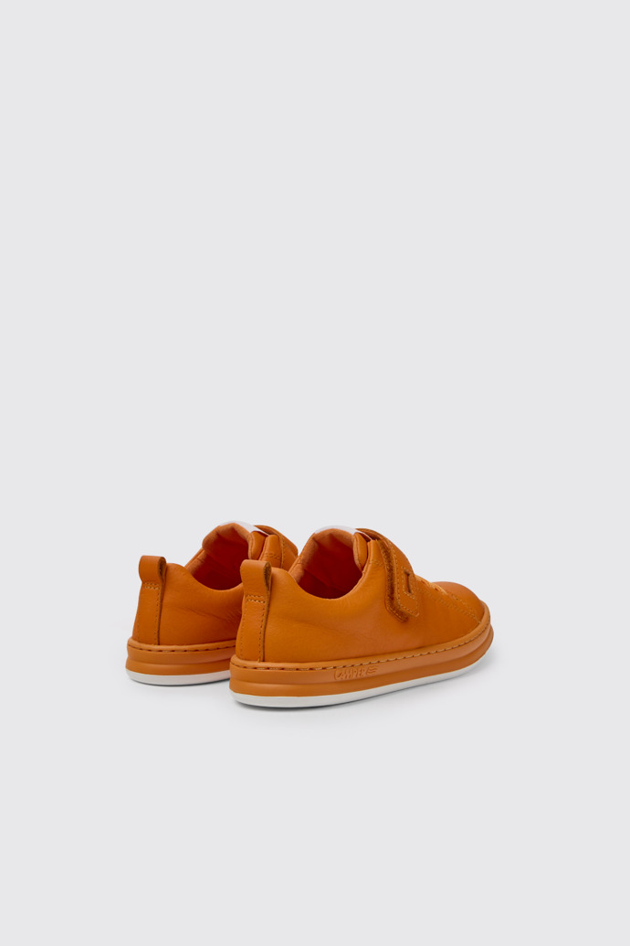 Back view of Runner Orange leather sneakers for kids