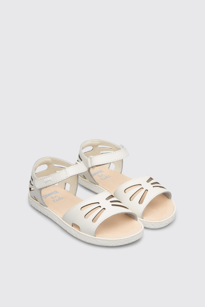 Front view of Miko White sandal for girls