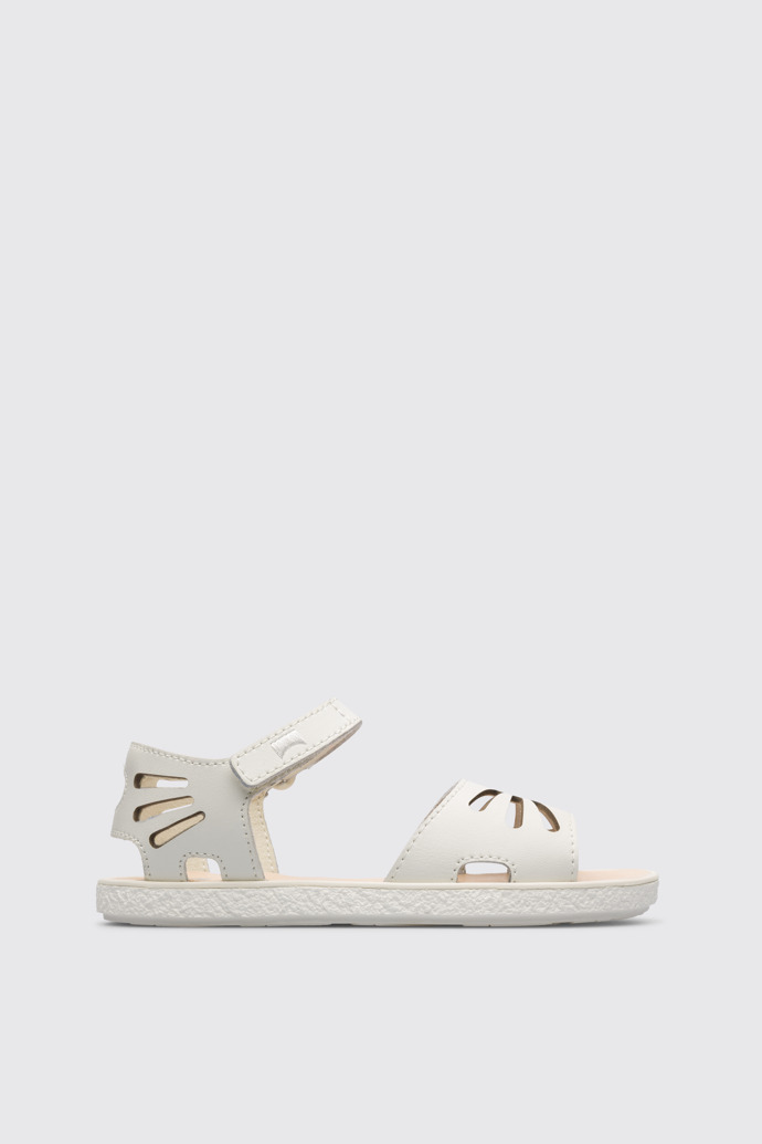 Side view of Miko White sandal for girls