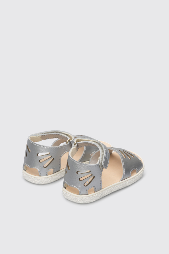 Back view of Miko Metallic grey sandal for girls