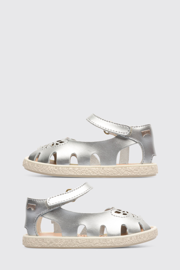 Side view of Twins Grey Sandals for Kids