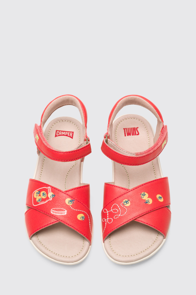Overhead view of Twins Pink Sandals for Kids