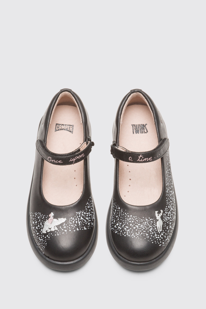 Overhead view of Twins Black Ballerinas for Kids