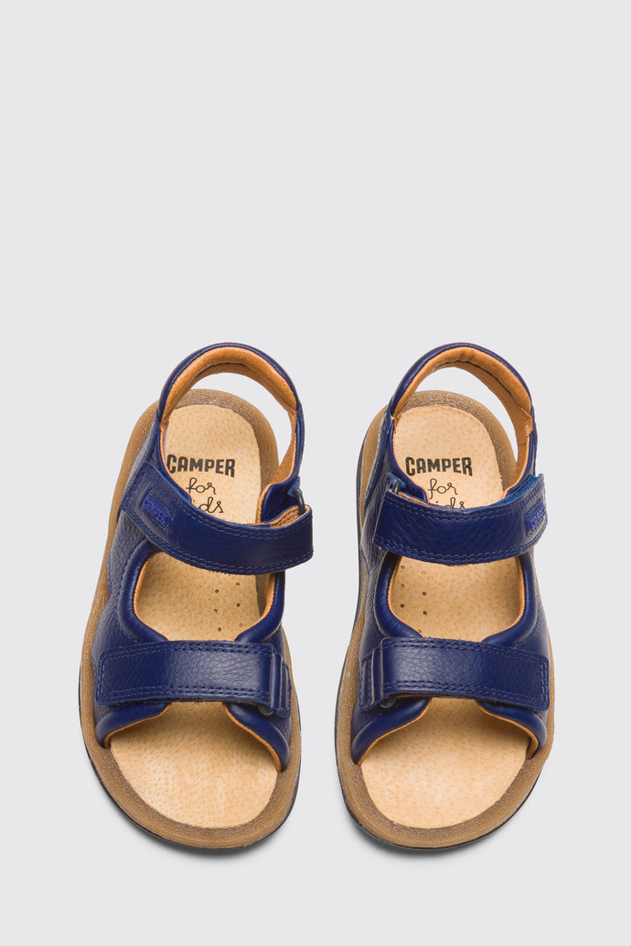 Overhead view of Bicho Blue sandal for kids