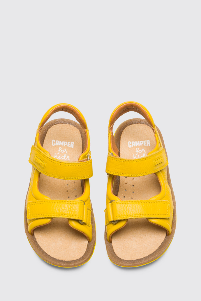 Overhead view of Bicho Yellow sandal for kids