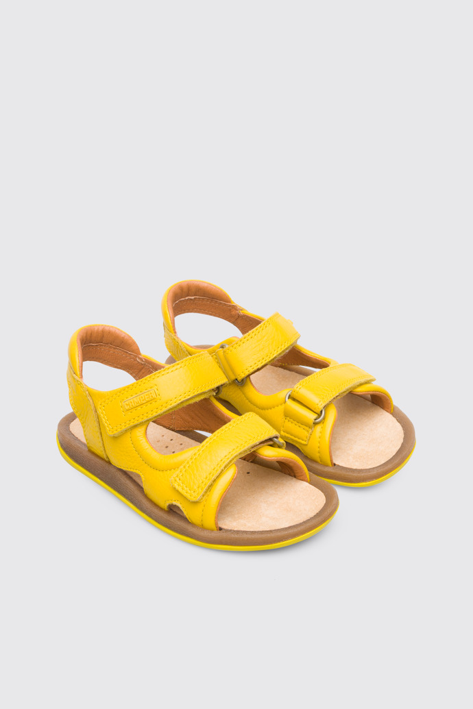 Front view of Bicho Yellow sandal for kids