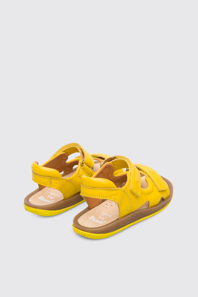 Back view of Bicho Yellow sandal for kids