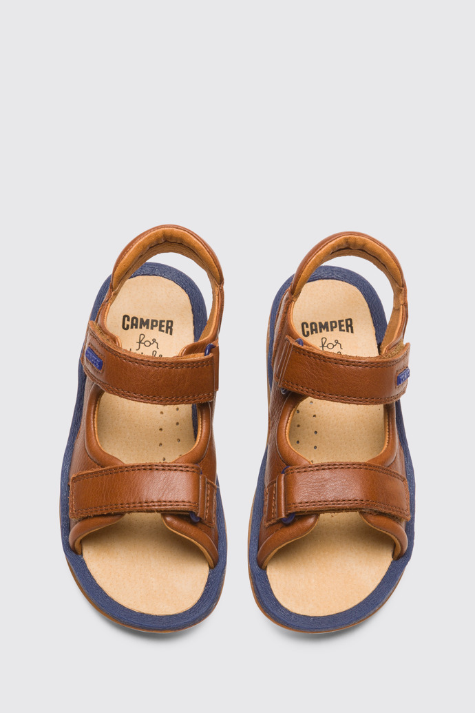 Overhead view of Bicho Brown sandal for kids