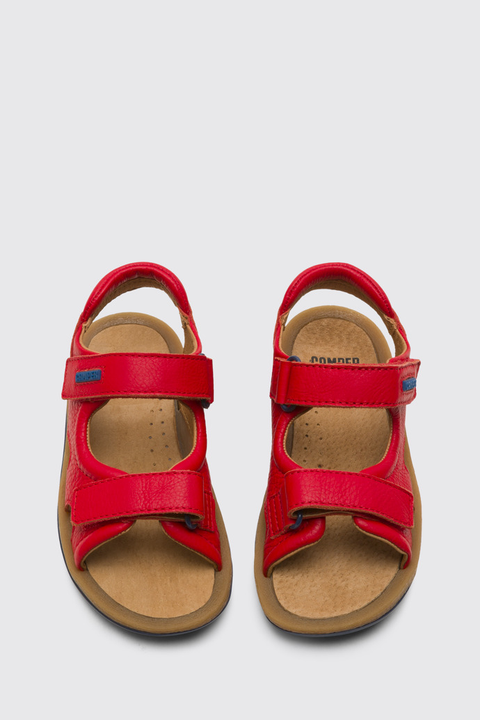 Overhead view of Bicho Red sandal for kids