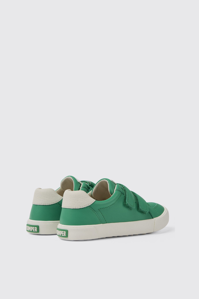 Back view of Pursuit Green and white sneakers for kids