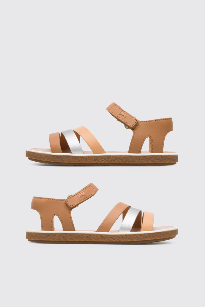 Side view of Twins Silver and nude girl’s sandal