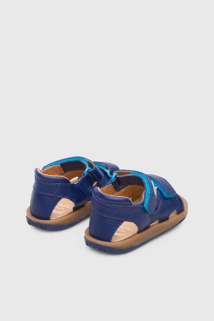 Back view of Bicho Blue strappy kids’ sandal