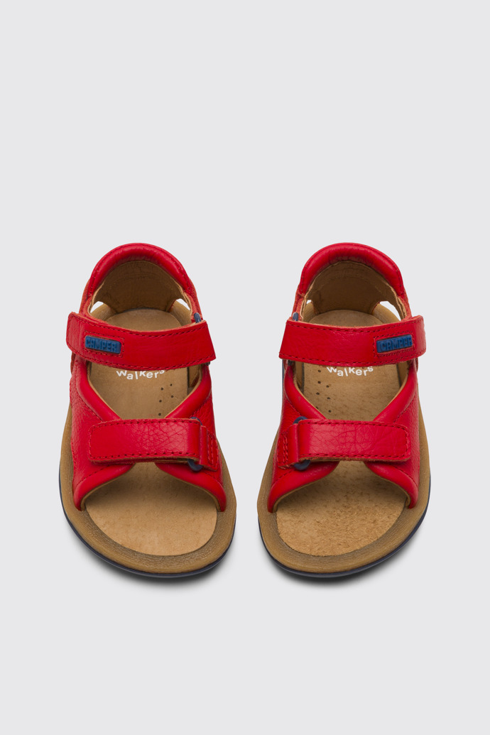 Overhead view of Bicho Red sandal for boys