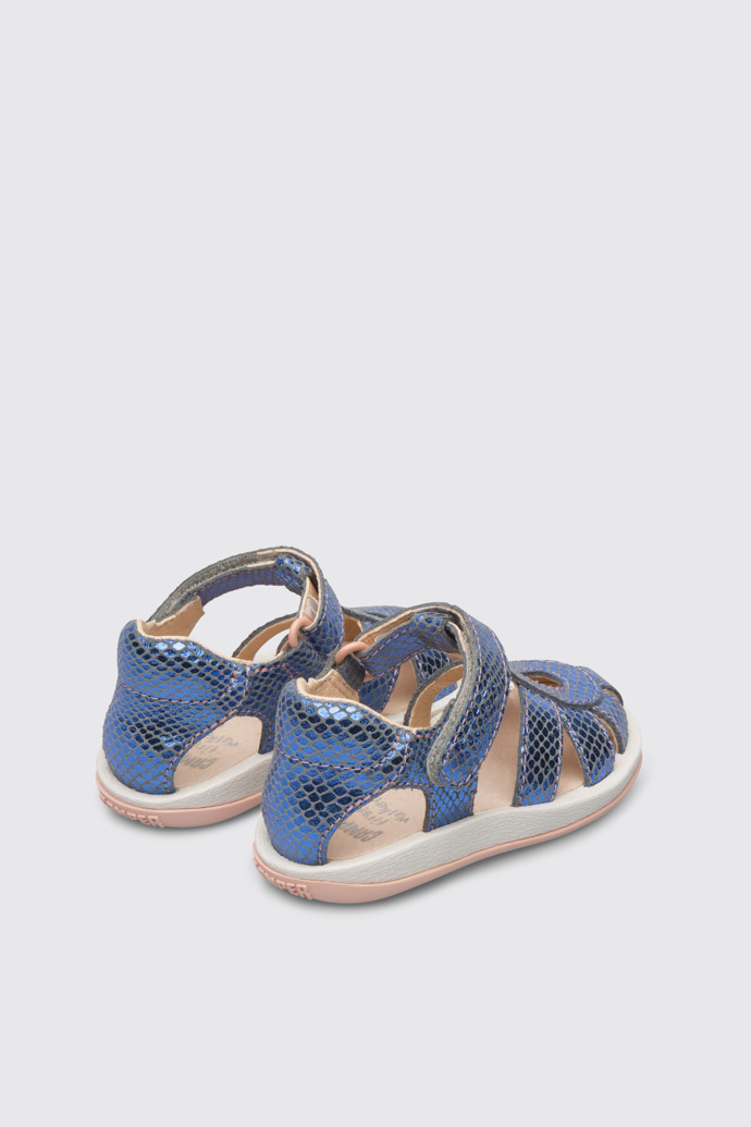 Back view of Bicho Metallic blue crab style sandal