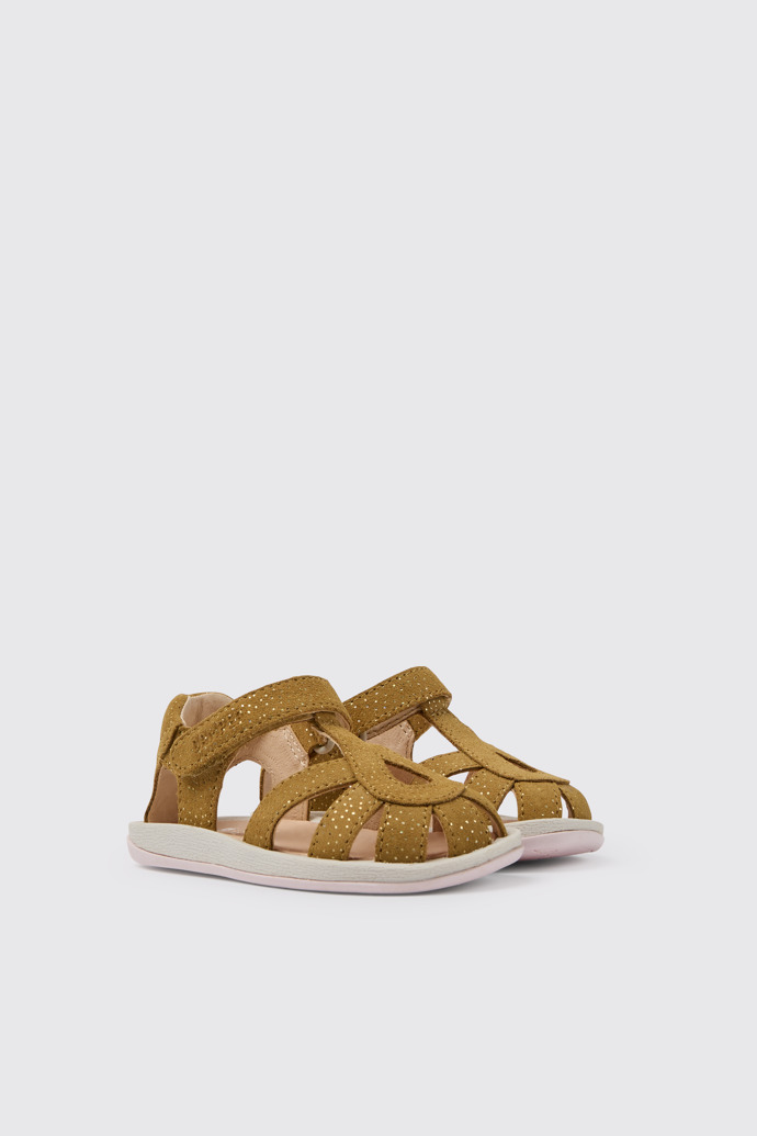 Bicho Bruine nubuck sandalen met glittereffect