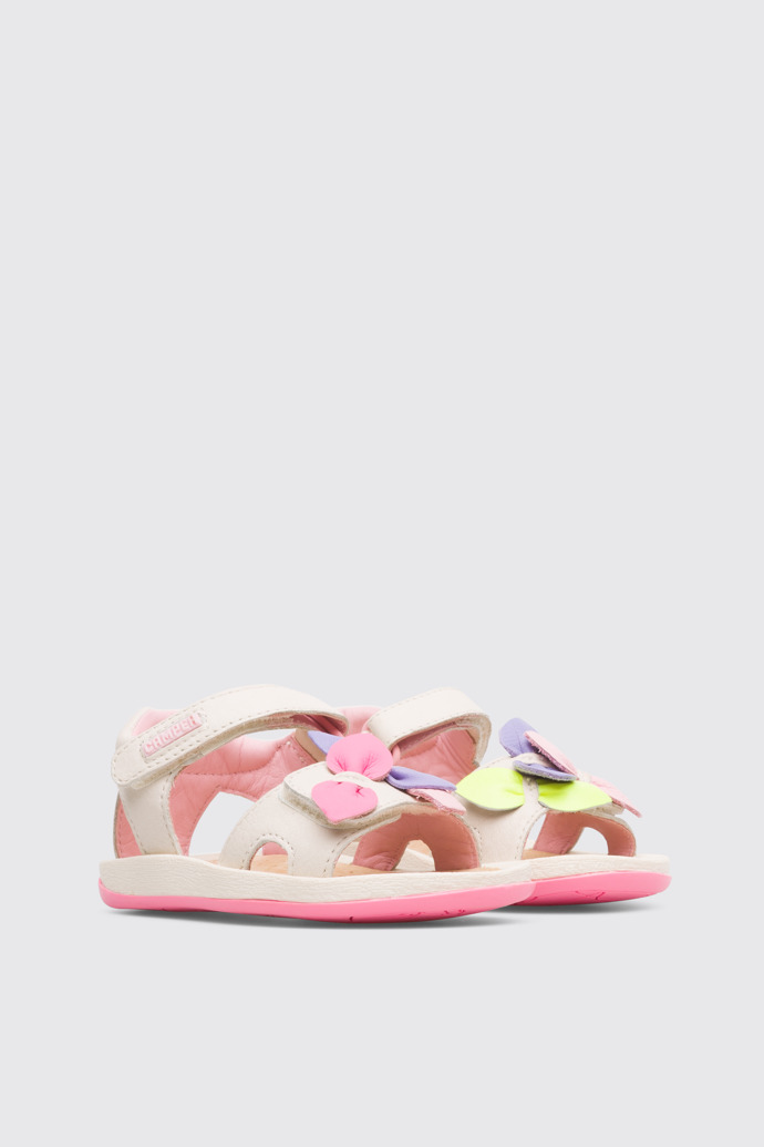 Front view of Twins Cream color strappy girl’s sandal