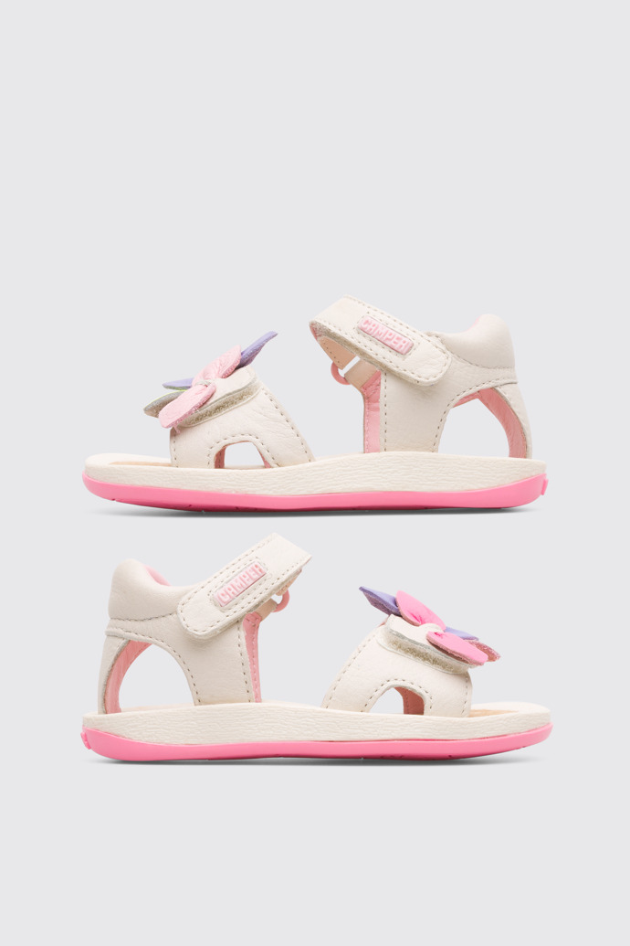 Side view of Twins Cream color strappy girl’s sandal