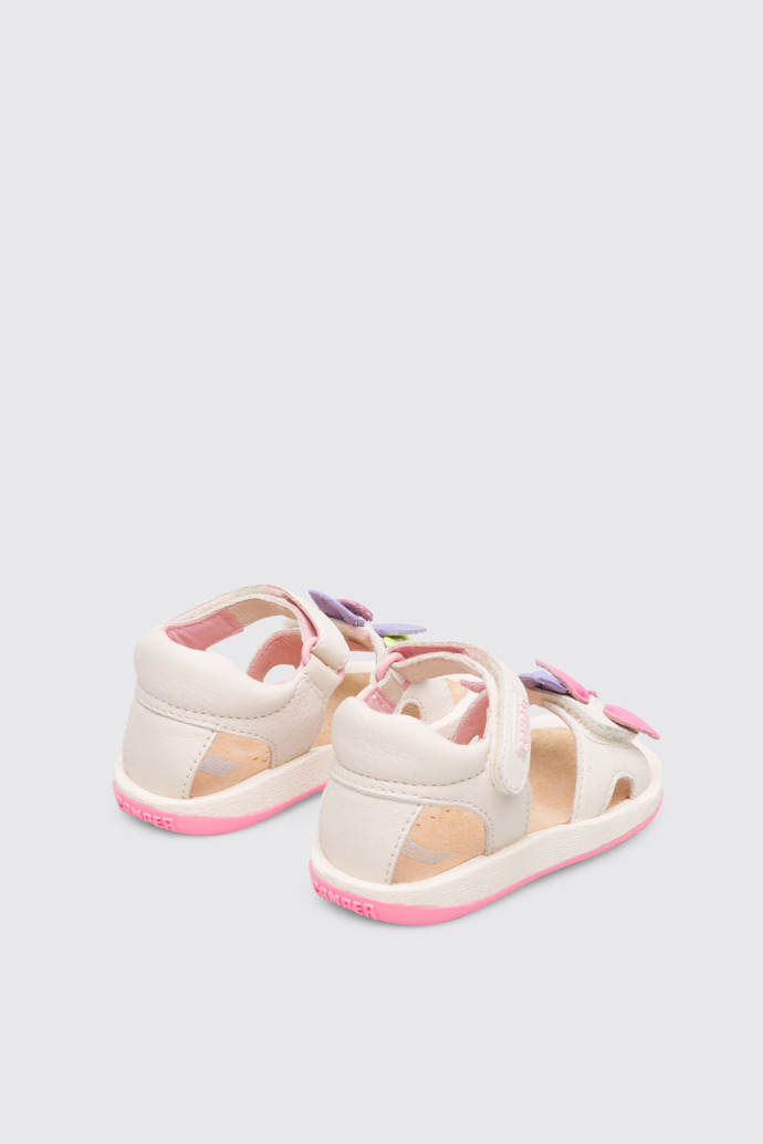 Back view of Twins Cream color strappy girl’s sandal