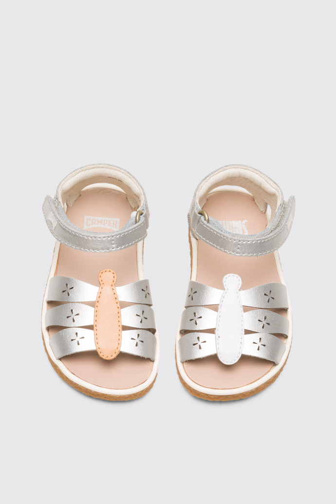 Overhead view of Twins Girl’s silver sandal