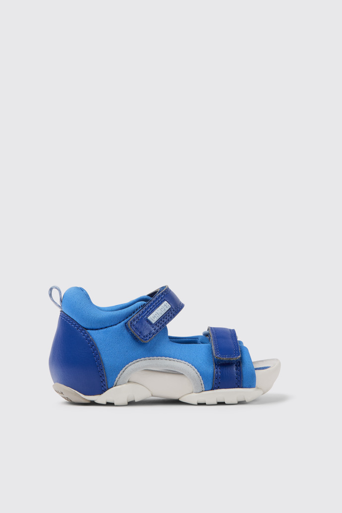 Side view of Ous Blue sandals for kids