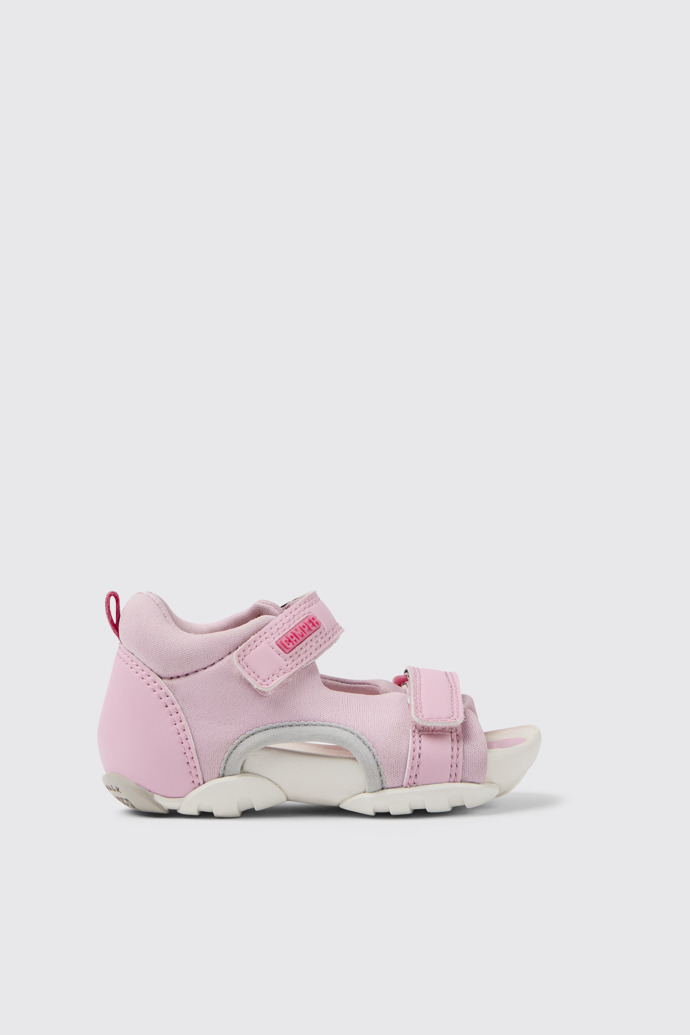 Side view of Ous Pink sandals for girls
