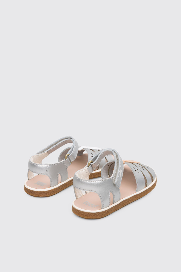 Back view of Twins Silver and white girl’s sandal