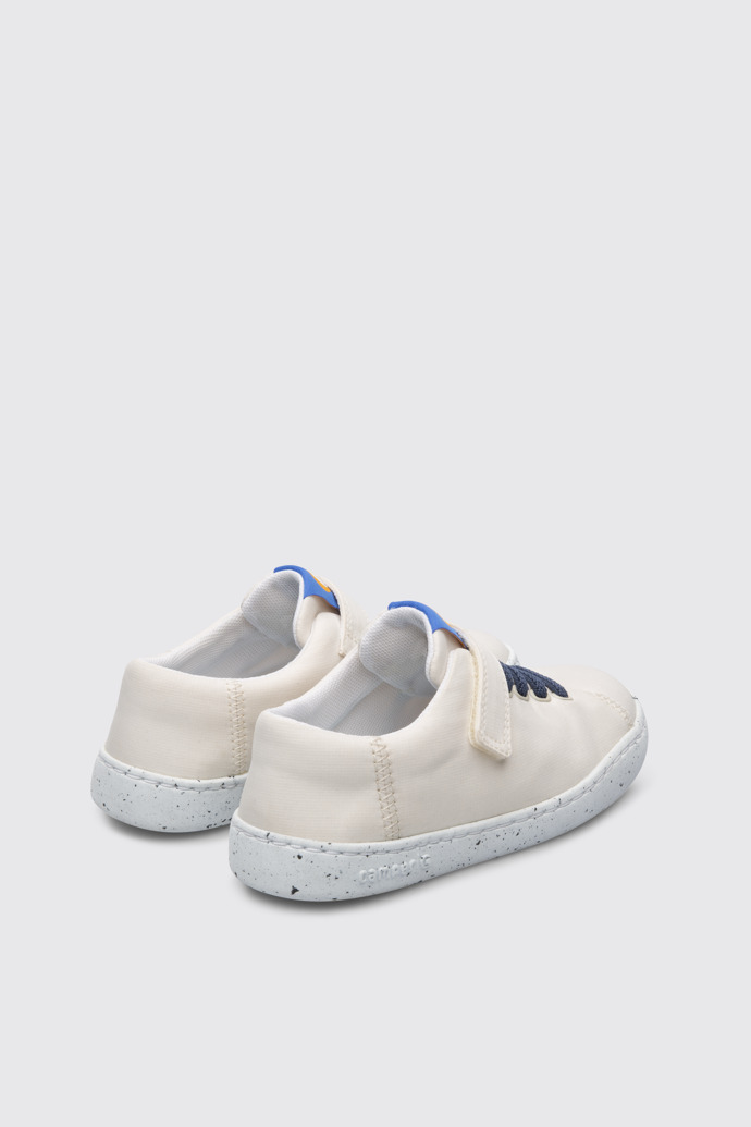 Back view of Peu Touring White shoe with velcro and laces for kids