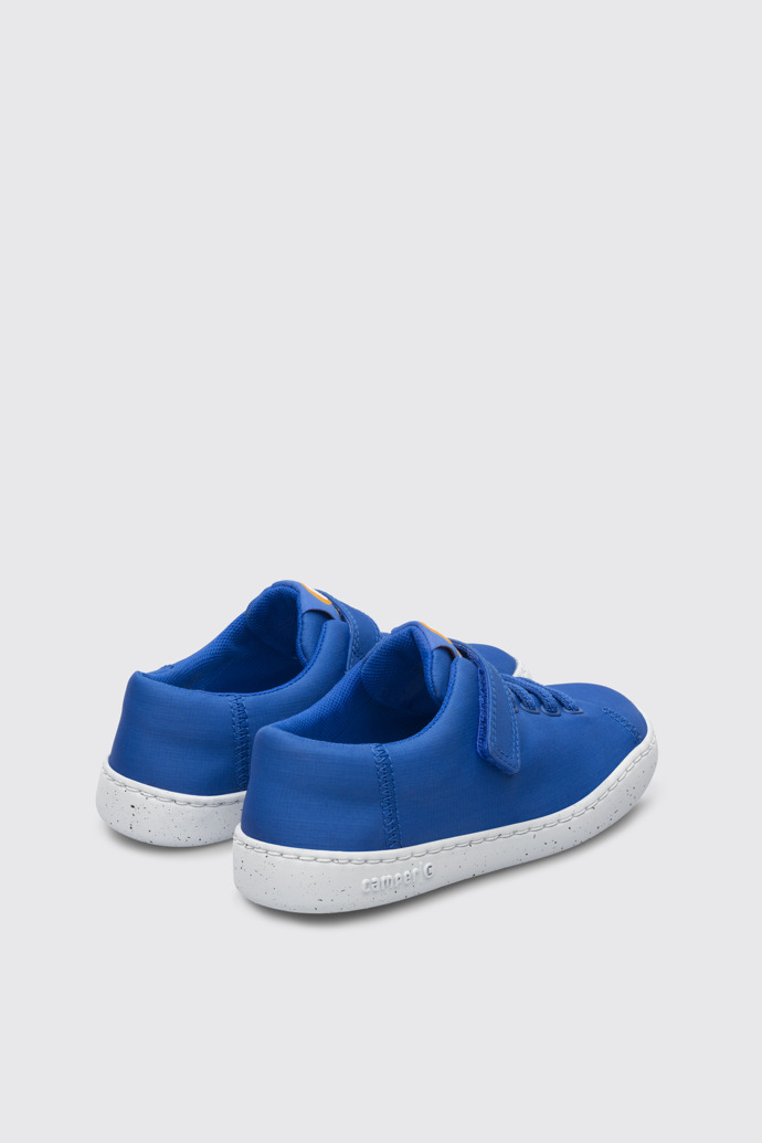 Back view of Peu Touring Blue shoe with velcro and laces for kids
