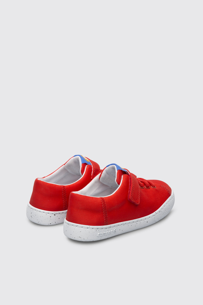 Back view of Peu Touring Red shoe with velcro and laces for kids