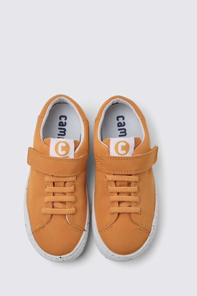 Overhead view of Peu Touring Orange sneakers for kids