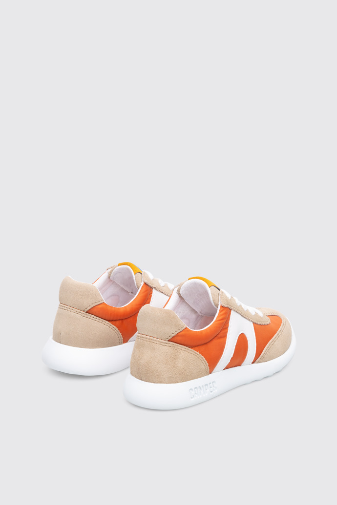 Back view of Driftie Orange and beige kids’ sneaker