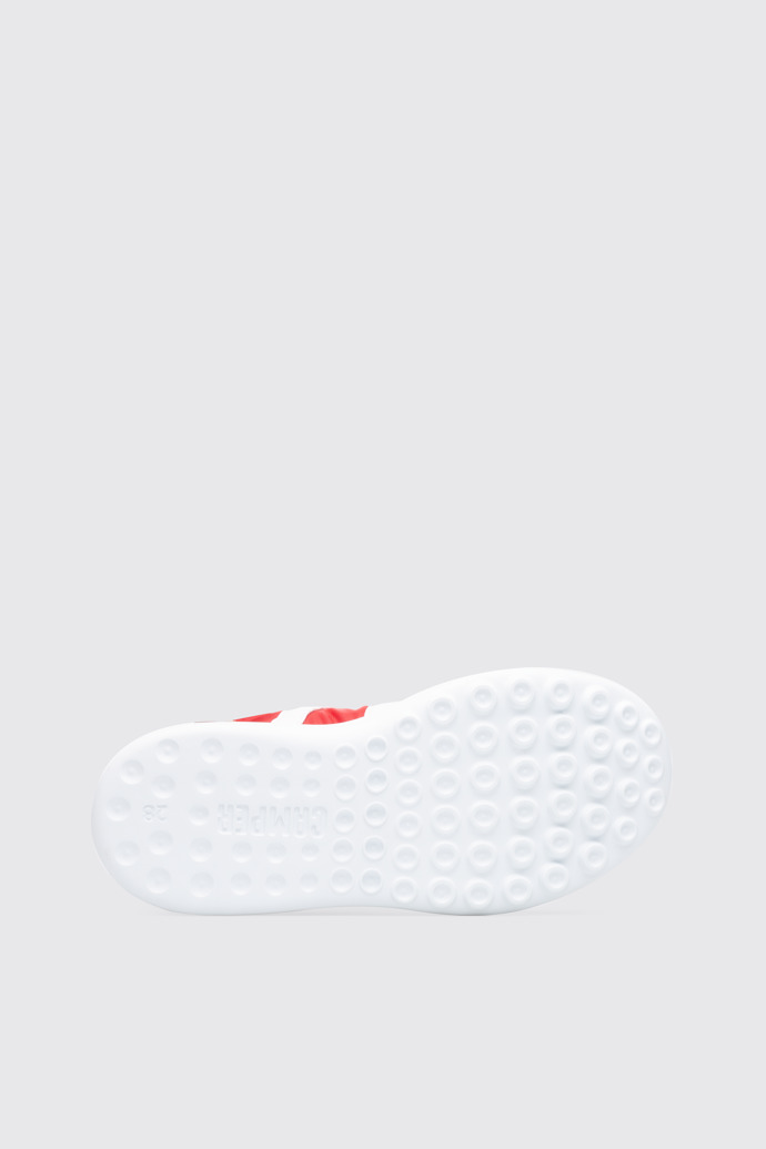 The sole of Driftie Red, white and beige kids’ sneaker