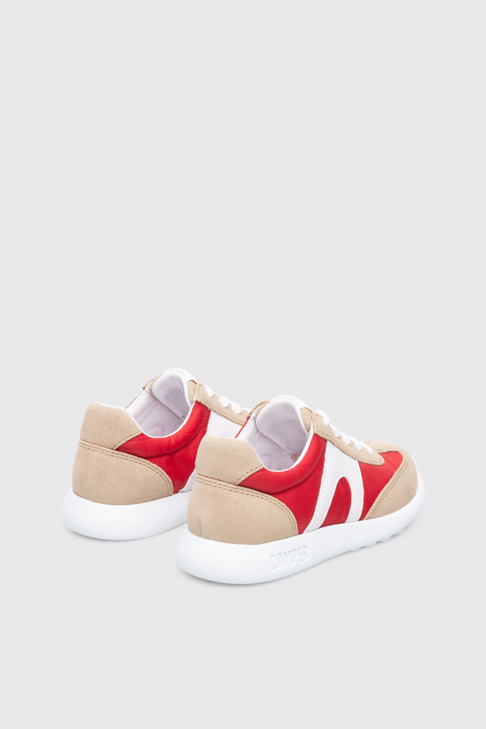 Back view of Driftie Red, white and beige kids’ sneaker