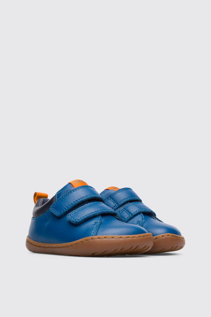 Front view of Peu Blue velcro sneaker for boys