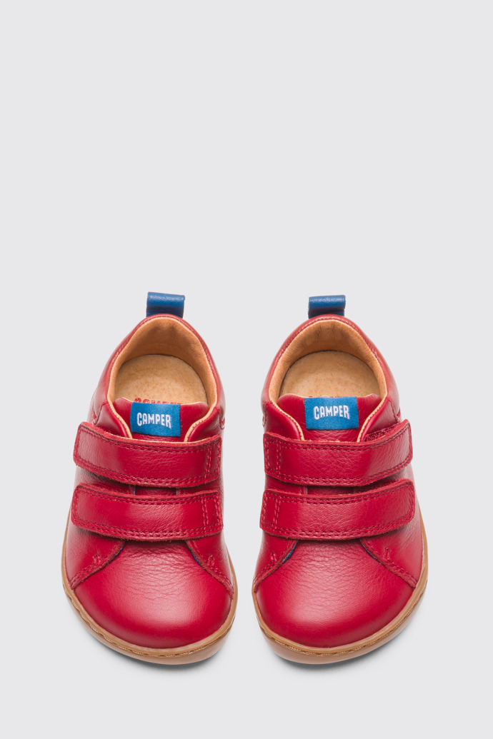 Overhead view of Peu Red velcro sneaker for boys