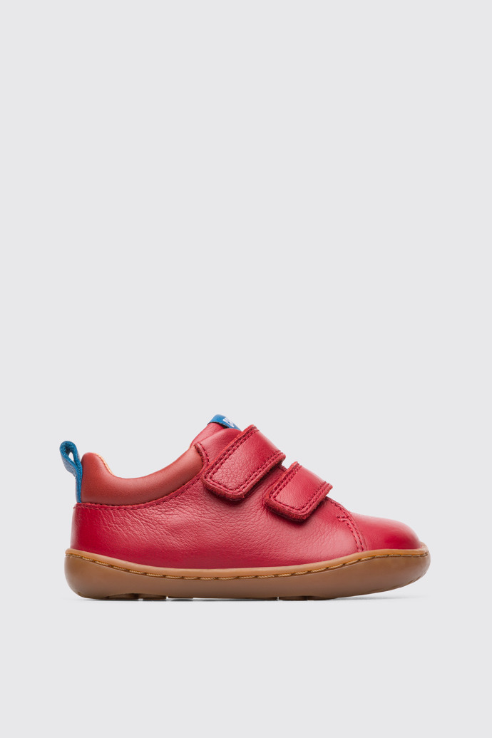 Side view of Peu Red velcro sneaker for boys