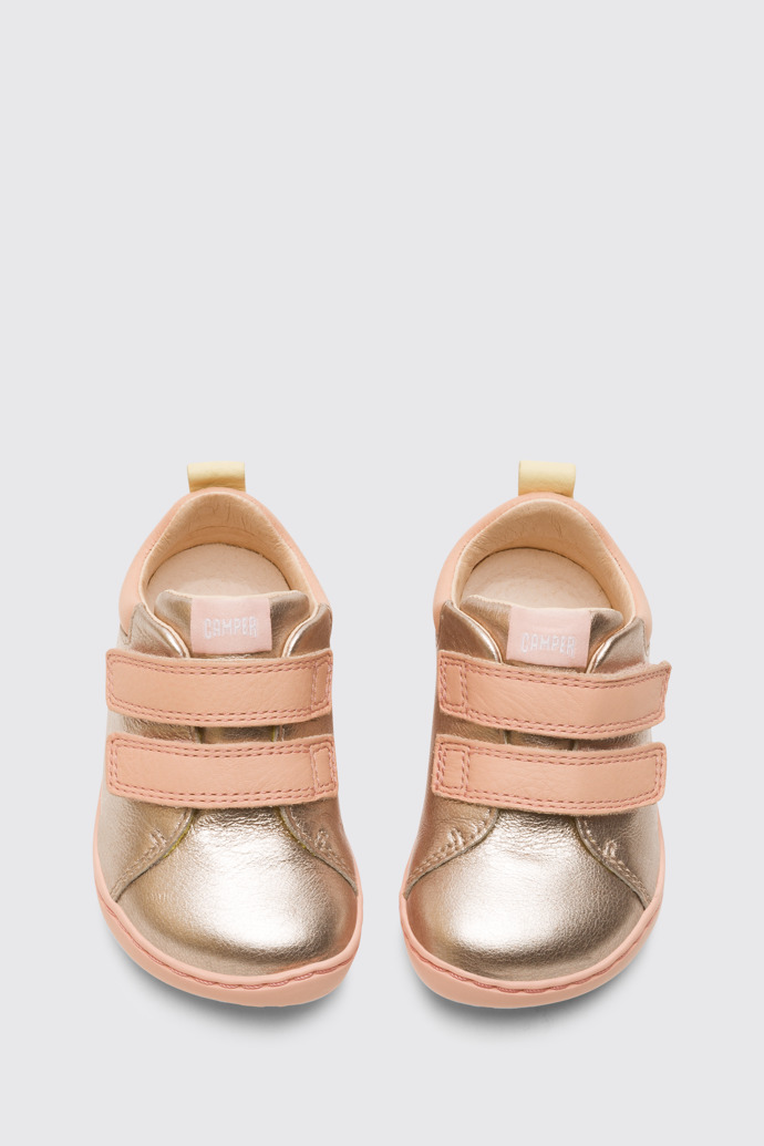 Overhead view of Peu Metallic pink sneaker for kids