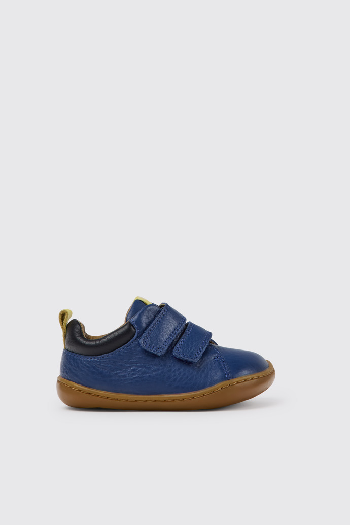 Side view of Peu Blue leather shoes for kids