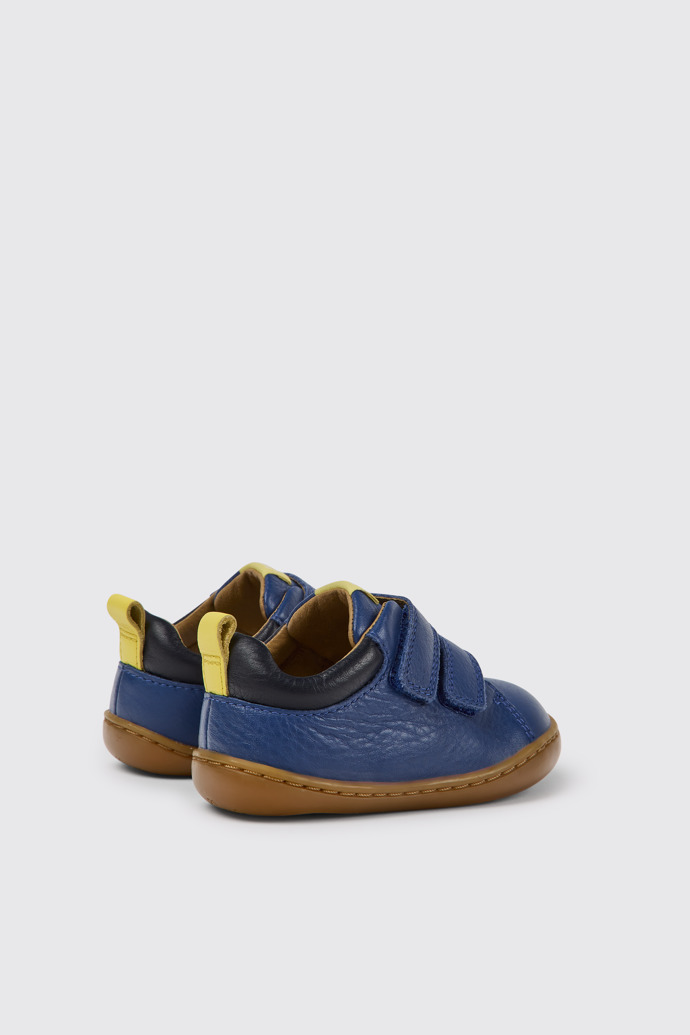 Back view of Peu Blue leather shoes for kids