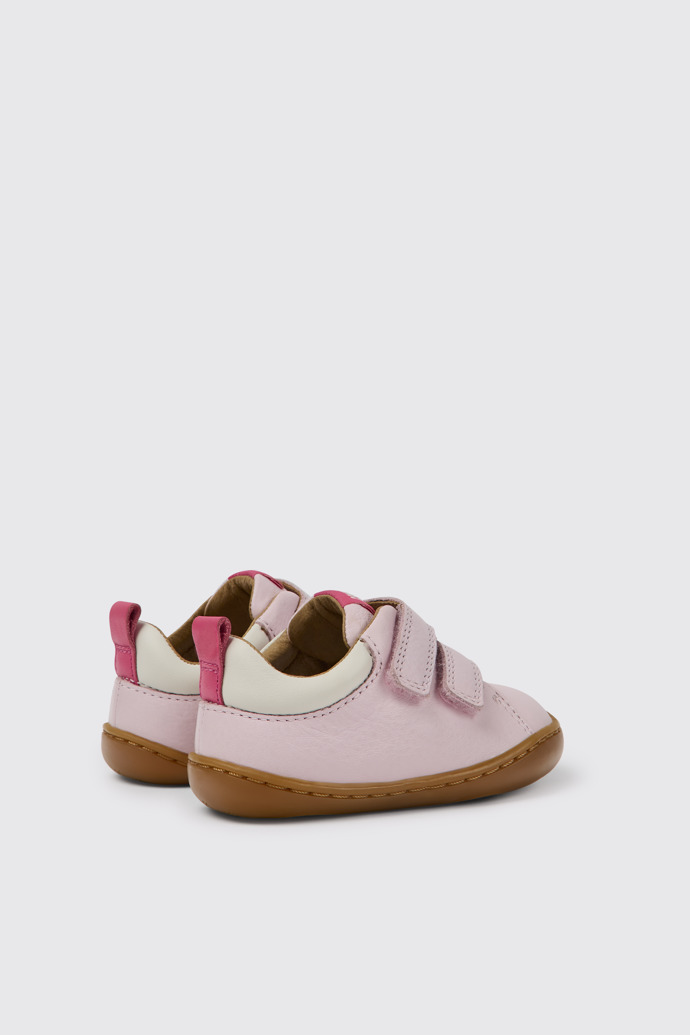 Back view of Peu Pink and white leather shoes for girls