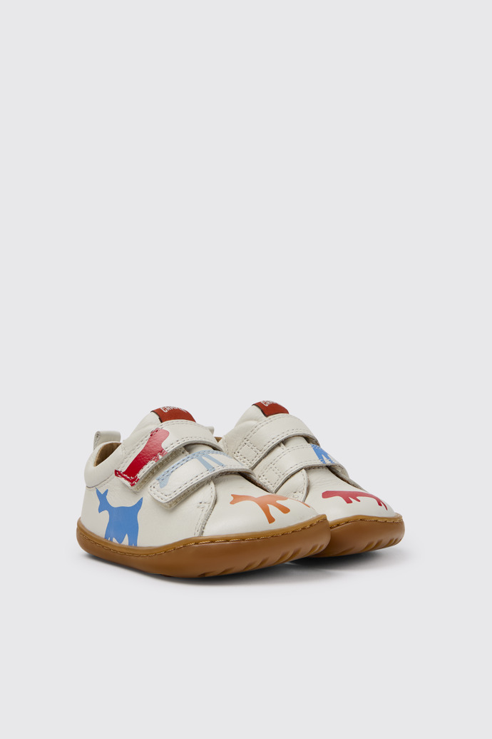 Twins Zapatos blancos estampados de piel para niños