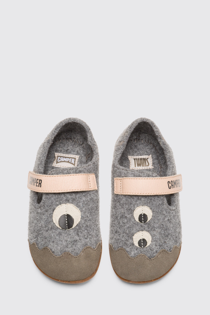Overhead view of Twins Grey TWINS slipper for girls