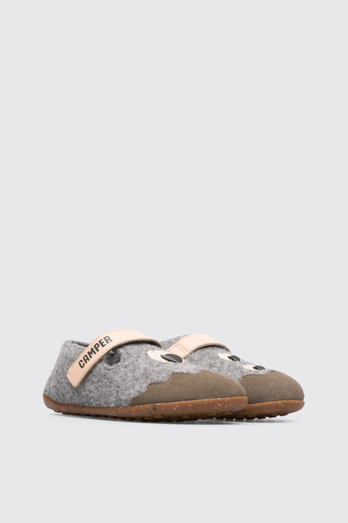 Front view of Twins Grey TWINS slipper for girls