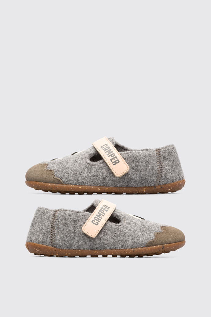 Side view of Twins Grey TWINS slipper for girls