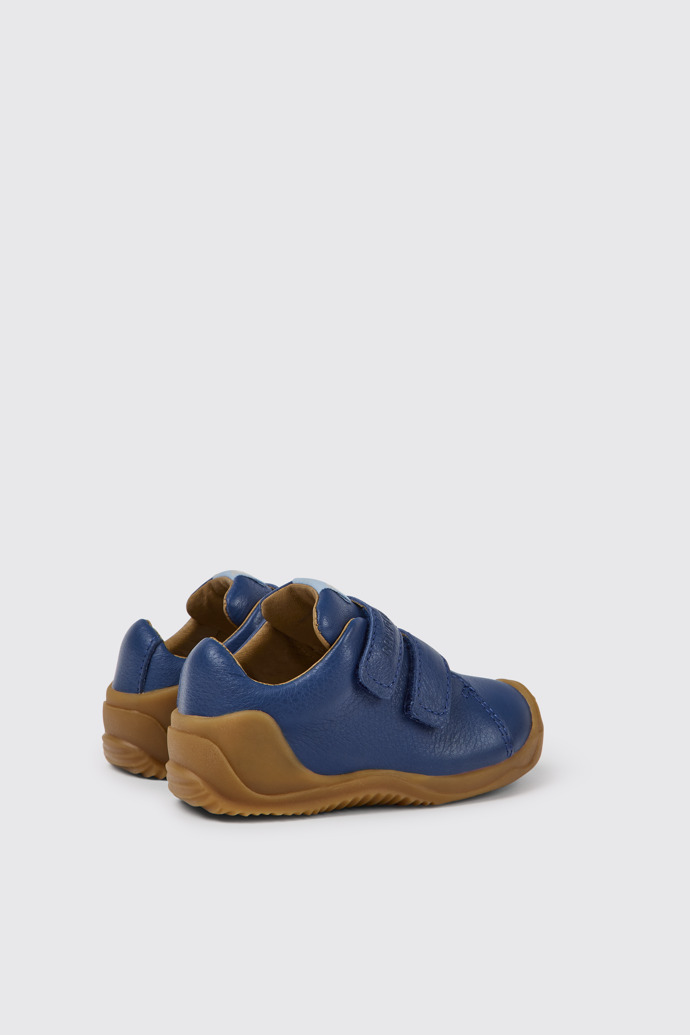 Back view of Dadda Blue leather sneakers for kids