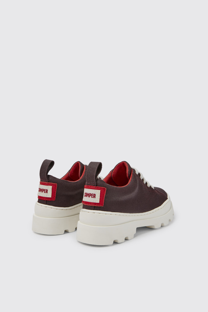Back view of Brutus Burgundy organic cotton shoes for kids