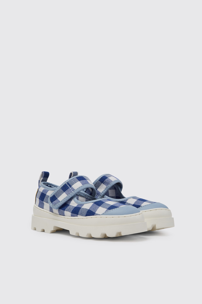 Front view of Brutus Blue and white Mary Jane shoes for kids